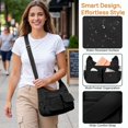 thumbnail image 4 of BadPiggies Nylon Shoulder Bag for Women Waterproof Crossbody Purse Casual Handbag with Adjustable Strap - Black, 4 of 9