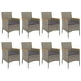 thumbnail image 4 of vidaXL Patio Dining Set with Cushions Outdoor Dinner Armchair Gray Poly Rattan, 4 of 10