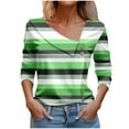 thumbnail image 1 of FAIWAD Women V Neck Trendy Tops Long Sleeve Button Up Shirts Color Block Slim Casual Tunic Tops, 1 of 3