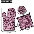 thumbnail image 6 of Pink and Black Of Leopard Print Kitchen Oven Mitt and Pot Holder Sets 2 Pcs for Baking, Cooking and Grilling, Heat Resistant Up To 392 °F, 6 of 7