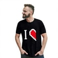 thumbnail image 3 of Chandails Mignons pour Couples Assortis Saint-Valentin Classique Imprimé Cœur Décontracté Col Rond Manches Courtes Tunique T-Shirt Décontracté Confortable Doux Mari Femme Chemisiers Chandail Ensembles Noir TG, 3 of 7