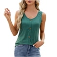 thumbnail image 4 of aidice Tank Tops for Women Cotton Sleeveless Button Crewneck Tops Summer Vacation Beach Tanks Solid Color, 4 of 5