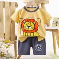 thumbnail image 2 of KPOPLK Toddler Boy Spring Outfits 12M-4Y Boys Clothes 2Pcs Baby Boy Summer Clothing Toddler Casual Outfits Tops Shorts Set(7-8 Years,Yellow), 2 of 4