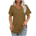 thumbnail image 2 of Akafmk Plus Size Womens Tops,Blouses for Women Summer Tops,Short Sleeve Tops Solid Color Loose Fitting V-neck Casual Blouses Tunic Tops, 2 of 4