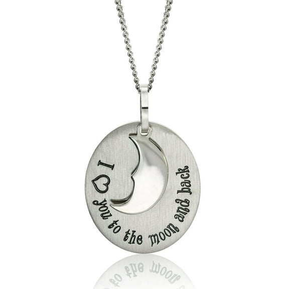 I Heart You To The Moon And Back Stainless Steel Pendant Necklace