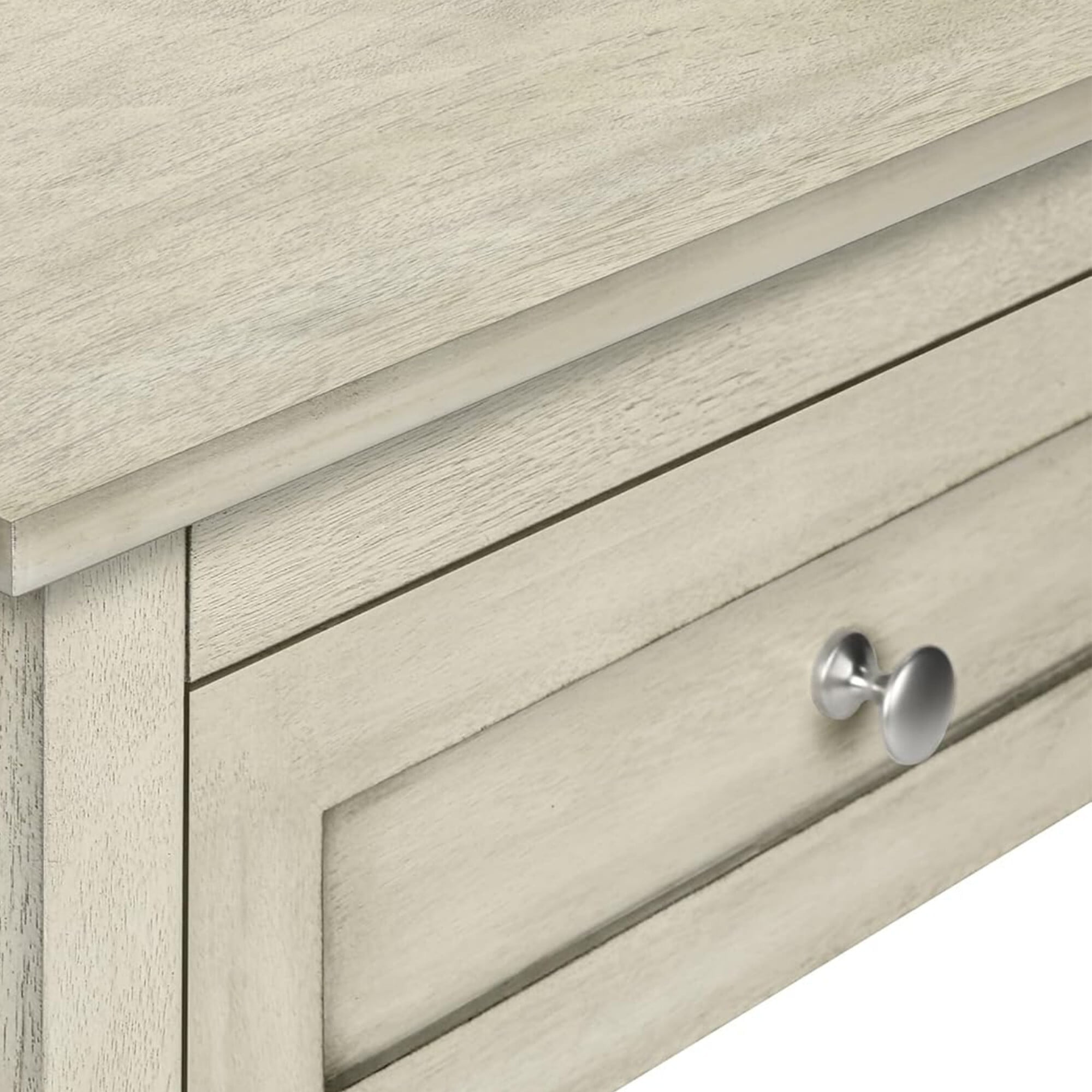 AENKYO Bedside Table with Drawer, Farmhouse End Table with Storage & Bottom Shelf for Living Room, Bedroom, Antique Gray