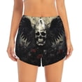 thumbnail image 2 of Gukieu Vintage Winged Rose Skull Print Women's Sports Shorts with Drawstring Elastic Waistband for Running, Yoga, Fitness-Small, 2 of 7