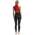 thumbnail image 2 of Zaldita Women's Glittery Rhinestone Gymnastics Leotards One Shoulder Mesh Figure Skating Jumpsuit Burgundy S, 2 of 5