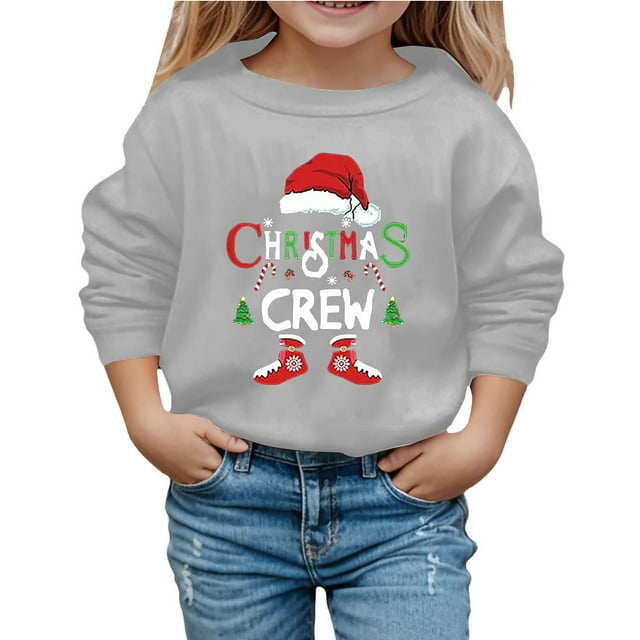 Grand Enfant Chandail à Capuchon Garçon Grand Chandail à Capuchon Enfants Chandail Confortable Femme Chat Cordon de Serrage Noël Enfants Manches Longues Col Rond Chandails en Molleton Imprimé Lettre Chandails en Molleton Légers Blouse Gris 9-10 Ans