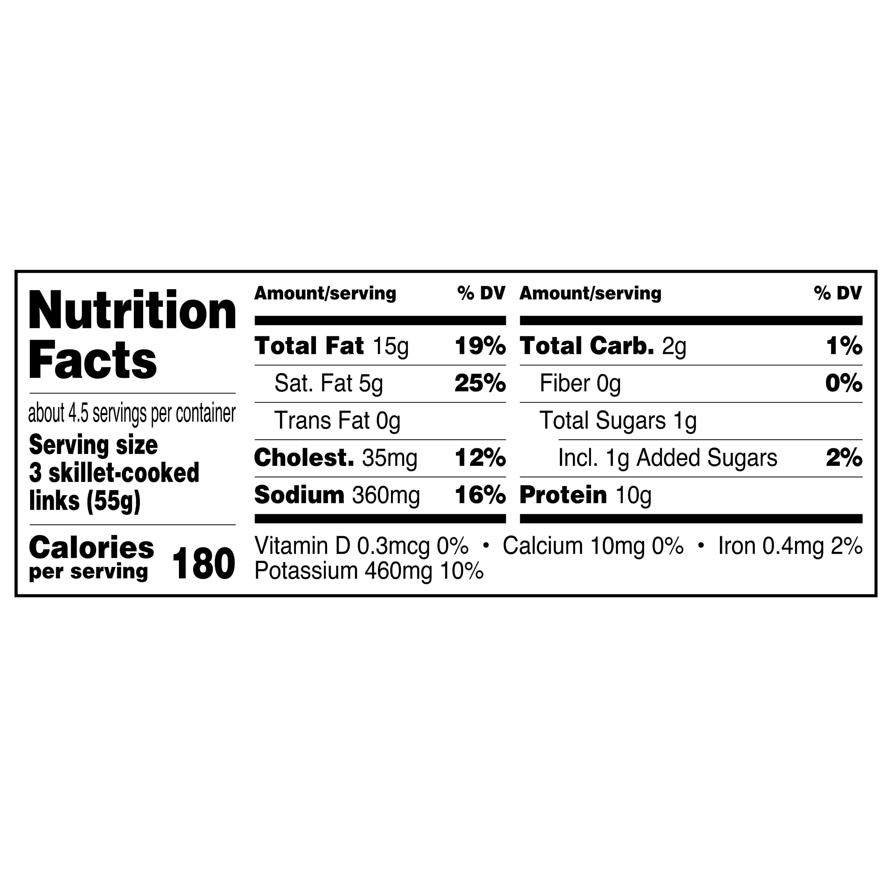 Great Value Uncooked Original Breakfast Pork Sausage Links, 12 oz Package