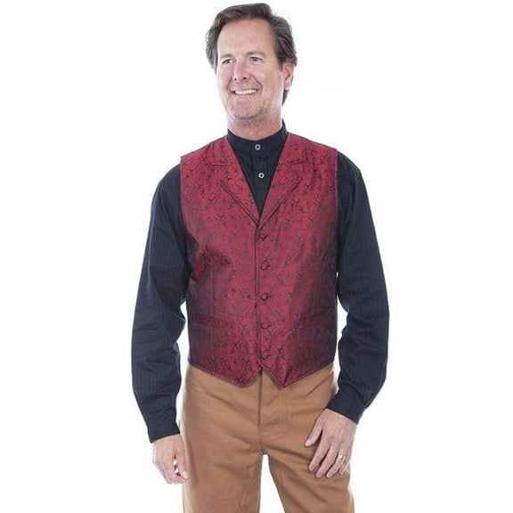 Scully Western Vest Mens Quality Paisley Button S Red F0_RW093