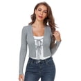 thumbnail image 3 of Yesfashion Cropped Cardigan For Women Casual V Neck Knitted Tie Up Open Front Shrug Sweater, 3 of 5