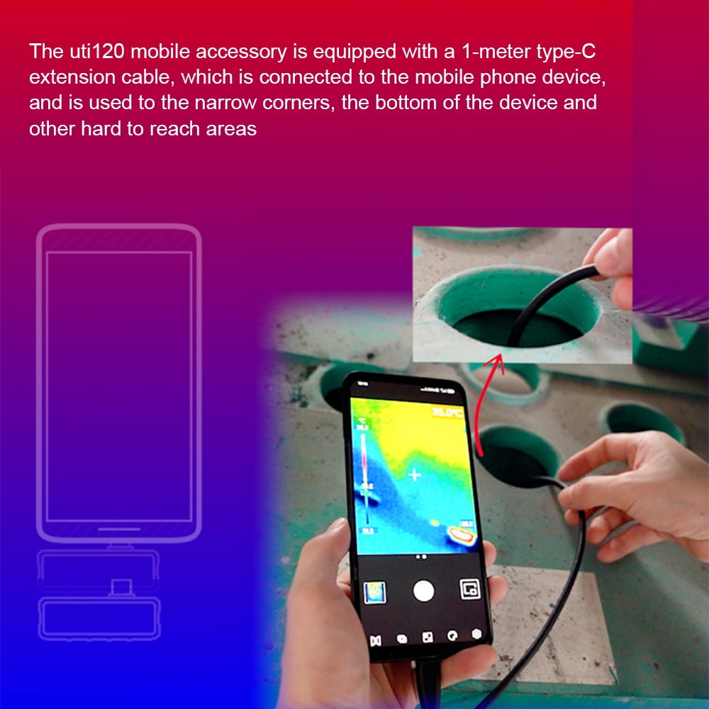 Thermal Imager,Camera Android Type-c Thermometer Thermal Type C Infrared Thermal Zvs Coil Thermal Type-c Thermometer Infrared Camera Coil Driver Uti120mobile Infrared Black for Android Phones