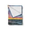 thumbnail image 2 of Driftwood Soft Flannel Fleece Throw Blanket, Driftwood on the Shores of the Lake Set Against the Sunset Horizon Image, Cozy Plush for Indoor and Outdoor Use, 60" x 80", Blue Grey Orange, by Ambesonne, 2 of 5
