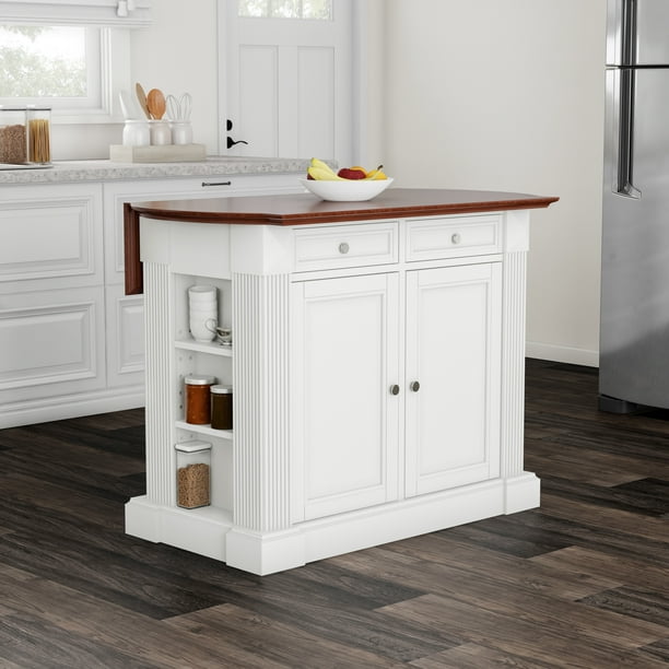 picture Walmart Kitchen Island With Drop Leaf havenside home milbridge white drop leaf breakfast bar kitchen island