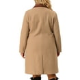 thumbnail image 3 of Agnes Orinda Women's Plus Size Long Coats Notched Lapel Double Breasted Winter Coat with Pockets 1X Khaki, 3 of 8