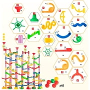 232 Pcs Marble Run Set,Marble Maze Game Construction Building Blocks Toys,Marble Track Race Set,Marble Run for Kids Boys Girls Birthday Gifts (187 Parts + 45 Glass Marbles)