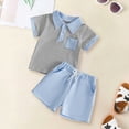 thumbnail image 2 of TOWED22 Infant Baby Boy Girl Clothes Set Boy/Girl Short Sleeve T Shirt Tops and Casual Shorts Set Cute Infant Newborn Clothes(Blue,2-3 Y), 2 of 6