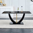 thumbnail image 5 of Sudica Marble Dining Table 70" Modern Kitchen Dining Room Table with MDF Faux Marble Table Top, Black U-Shape Base, 5 of 7