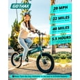 thumbnail image 6 of Gotrax F1V2 20" Adult Folding Electric Bike, 50 Mile Long Range, 48V 10.4Ah Battery, 20MPH Speed, Compact & Portable, Black, 6 of 10