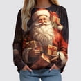 thumbnail image 2 of Futezty Womens Christmas Sweatshirt Funny Santa Snowman 3D Print Plus Size Graphic Sweatshirts Crewneck Xmas Holiday Tops, 2 of 5