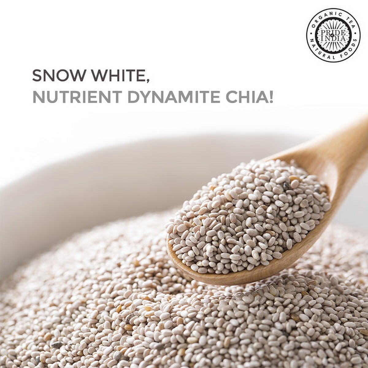 Pride of India Whole White Chia Seeds, 20 oz Jar, Pack of 6