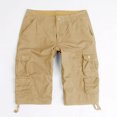 thumbnail image 4 of WERYOUNG Mens Casual Fashion Large Pocket Belt Solid Color Cargo Shorts Stylish Trunks, Khaki, 32, 4 of 9