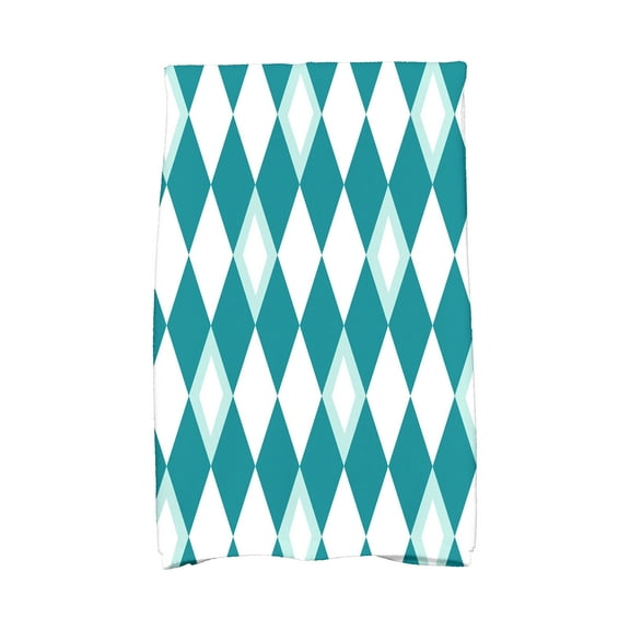 Simply Daisy, 16 x 25 inch, Harlequin, Geometric Print Kitchen Towel, Blue