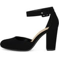 thumbnail image 3 of Chariot & Co: Posh- Women's Round Toe Ankle Strap Buckle High Heel Dress Pumps - Comfort Foam Sandals (Black Nbpu, 8.5), 3 of 6