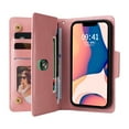 thumbnail image 2 of Nalacover For iPhone 13 6.1 inch Zipper Wallet Case,360 Protection Stylish PU Leather Shockproof Magnetic Flip Holder 6 Card Slots and 2 Cash Pockets Cover with Detachable Wrist Strap,Rosegold, 2 of 12
