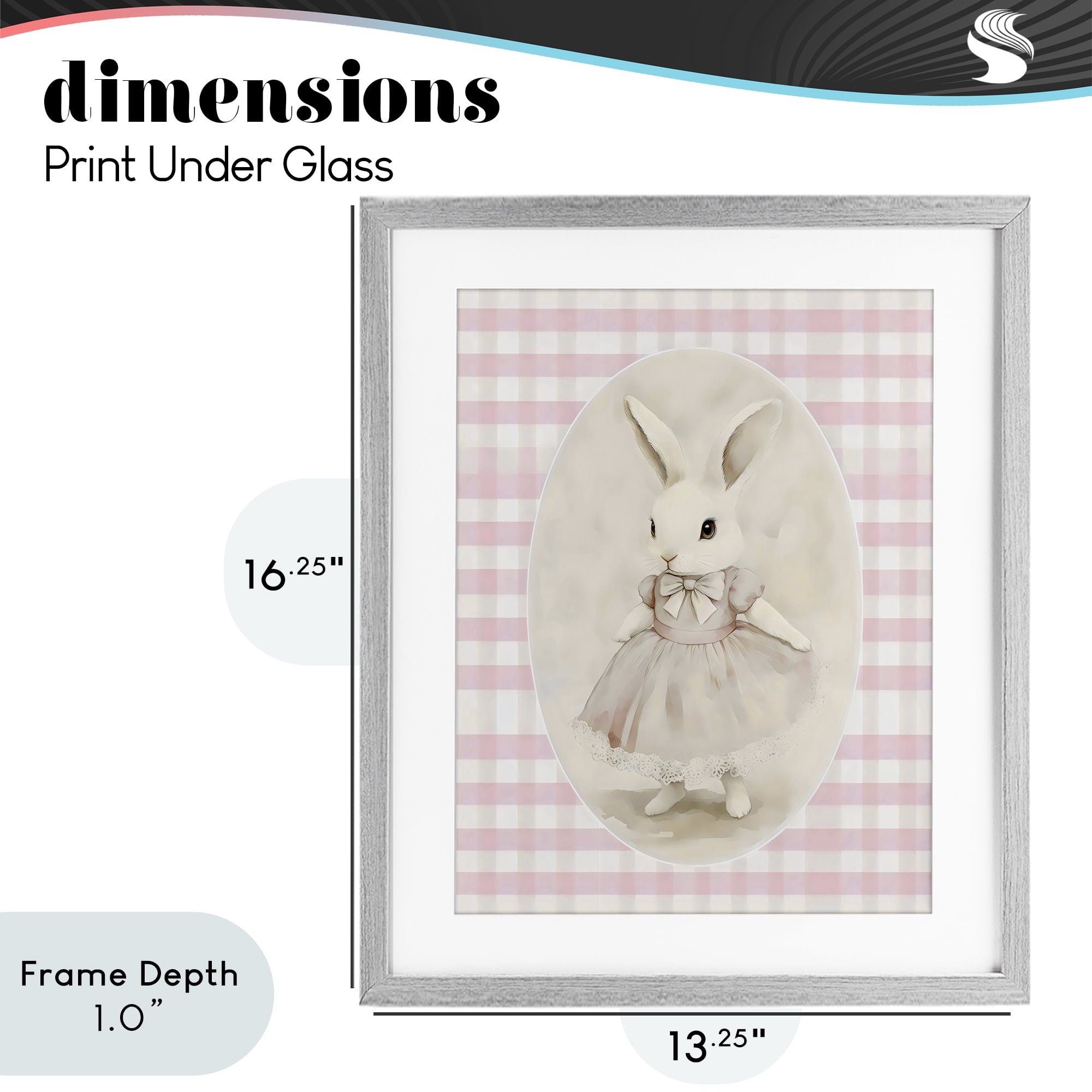 Stupell Industries Sweet Pink Girl Bunny Gray Framed Print Under Glass, design by Arlington Prints