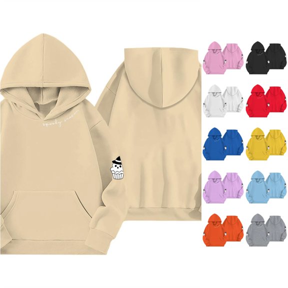 Girls Halloween Print Hoodie Long Sleeve Loose Fit Pullover Sweatshirt For Kids