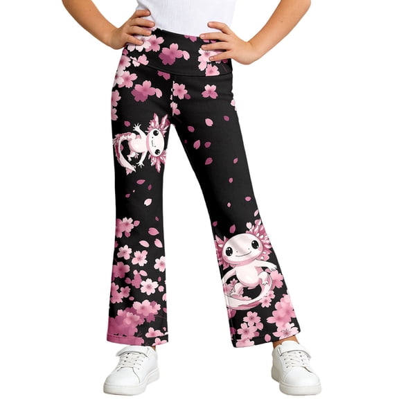 Tiijoy Girls High Waisted Flared Pants Cute Stretchy Pull On Pants Trousers, Sizes 1-14