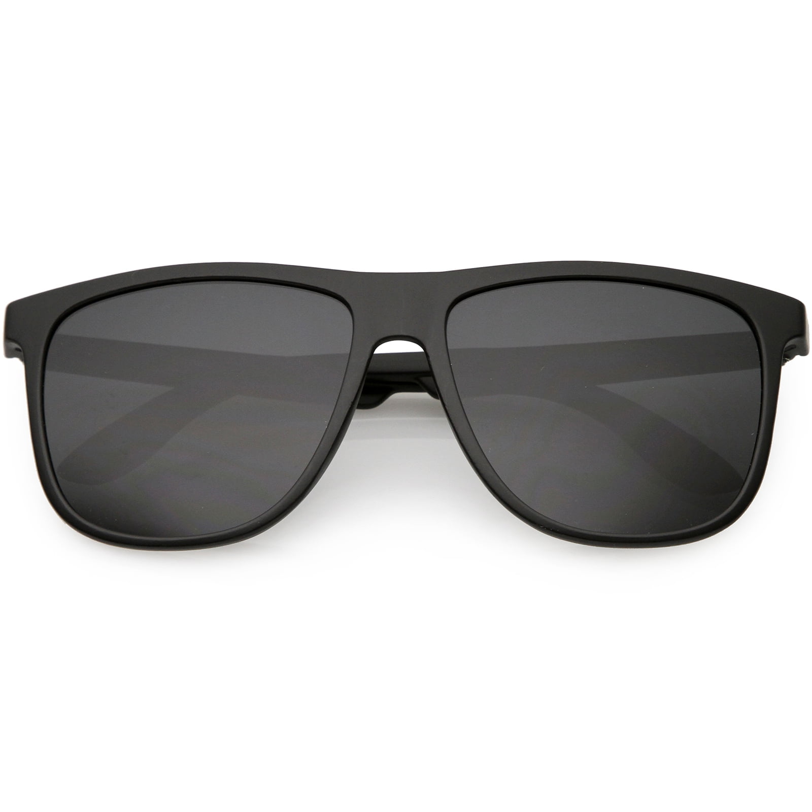 Modern Horn Rimmed Sunglasses Slim Arms Square Flat Lens 56mm (Matte ...