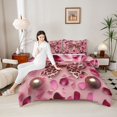 thumbnail image 4 of Castle Fairy Pink Ribbon Bow Twin Comforter Sets,Vintage Cheetah Print Bedding Set, 4 of 8
