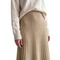 thumbnail image 5 of INSPIRE CHIC Womens Maxi Skirt Pleated Ribbed Knit High Elastic Waist Elegant A Line Swing Stretchy Soft Casual Fall Winter Sweater Skirts Large Khaki, 5 of 6