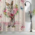 thumbnail image 2 of Easter Bunny Shower Curtain Set, Waterproof Shower Curtains for Bathroom, Cute Rabbits Spring Daisy Flowers Retro Beige Washable Fabric Bath Curtain for Bathtub Decoration with Hooks 48x72 Inches, 2 of 9