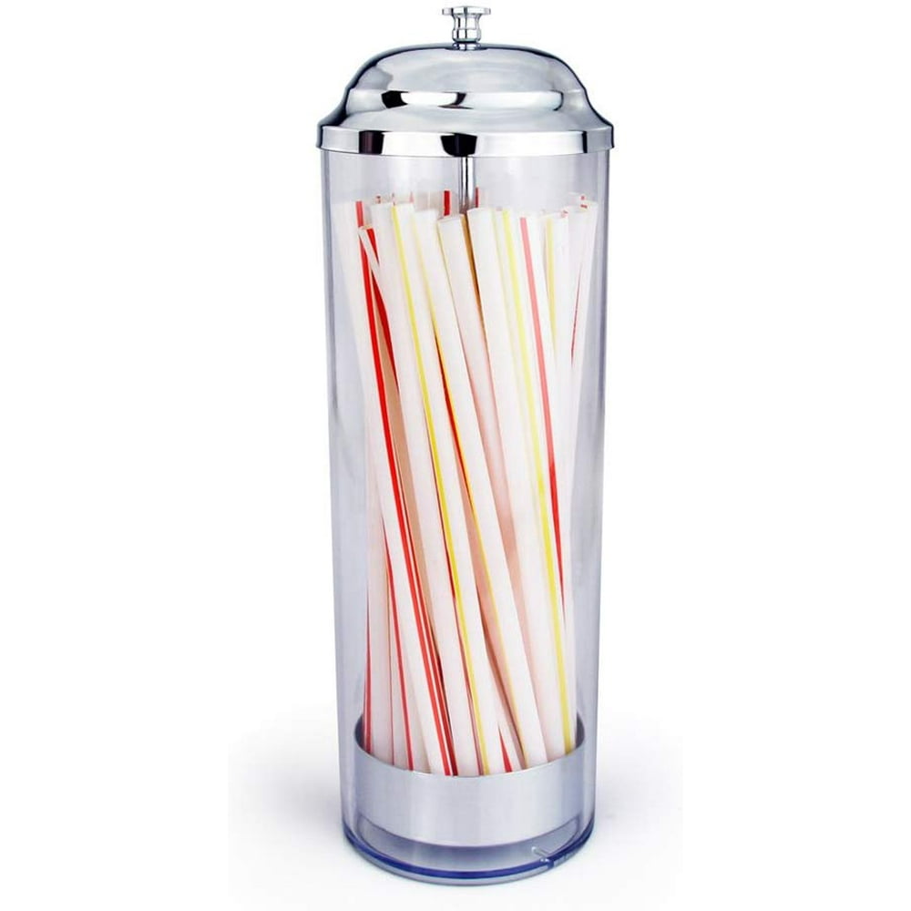 26641 Stainless Steel Straw Dispenser Holder, 3.5 by 10.6Inch, Clear