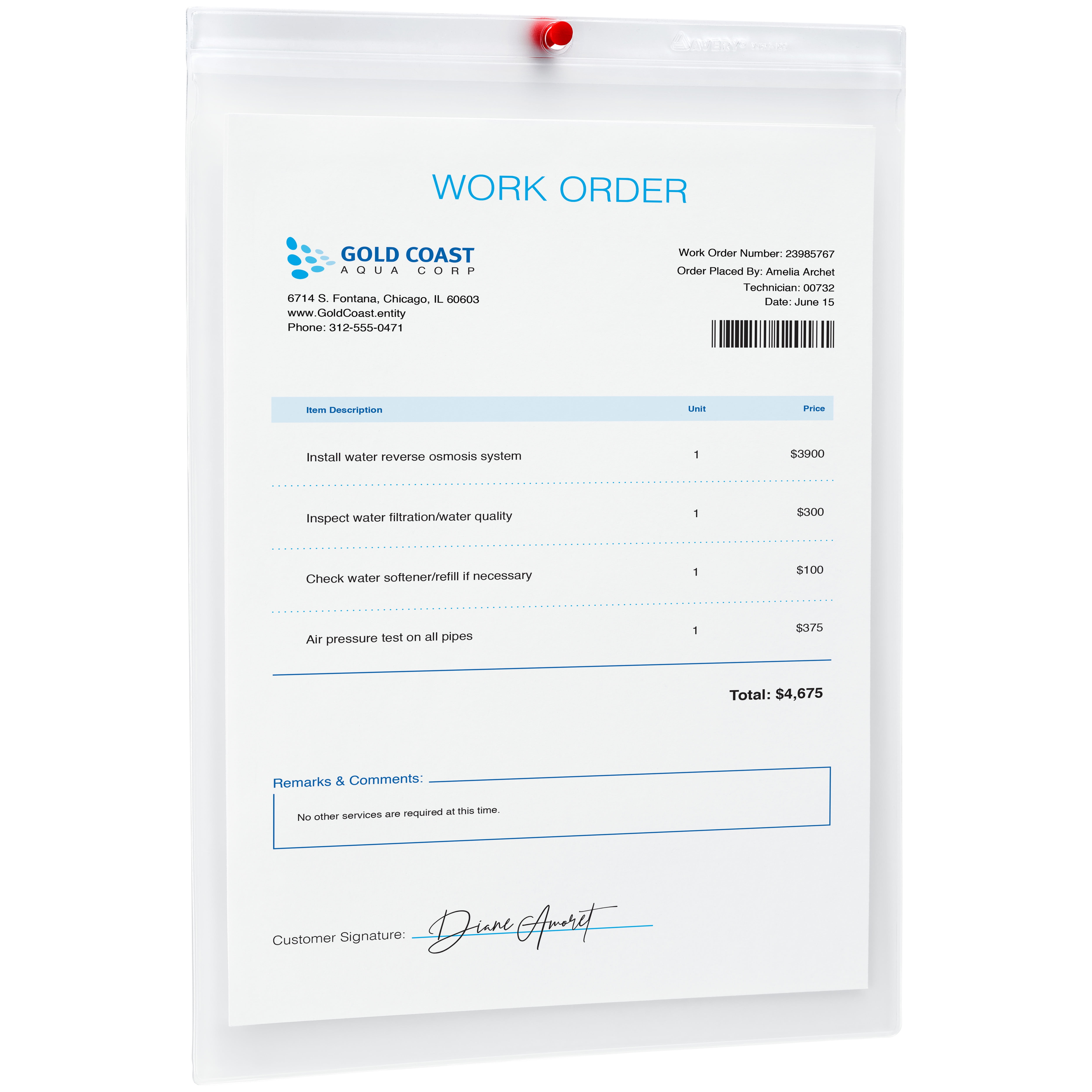 Avery Job Ticket Holders, 9" x 12", 10 Holders (75009)