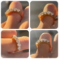 thumbnail image 4 of SFTING Wedding Band for Women Half Eternity Ring 925 Sterling Silver 5A Cubic Zirconia Stacking Ring Yellow Size 7, 4 of 9