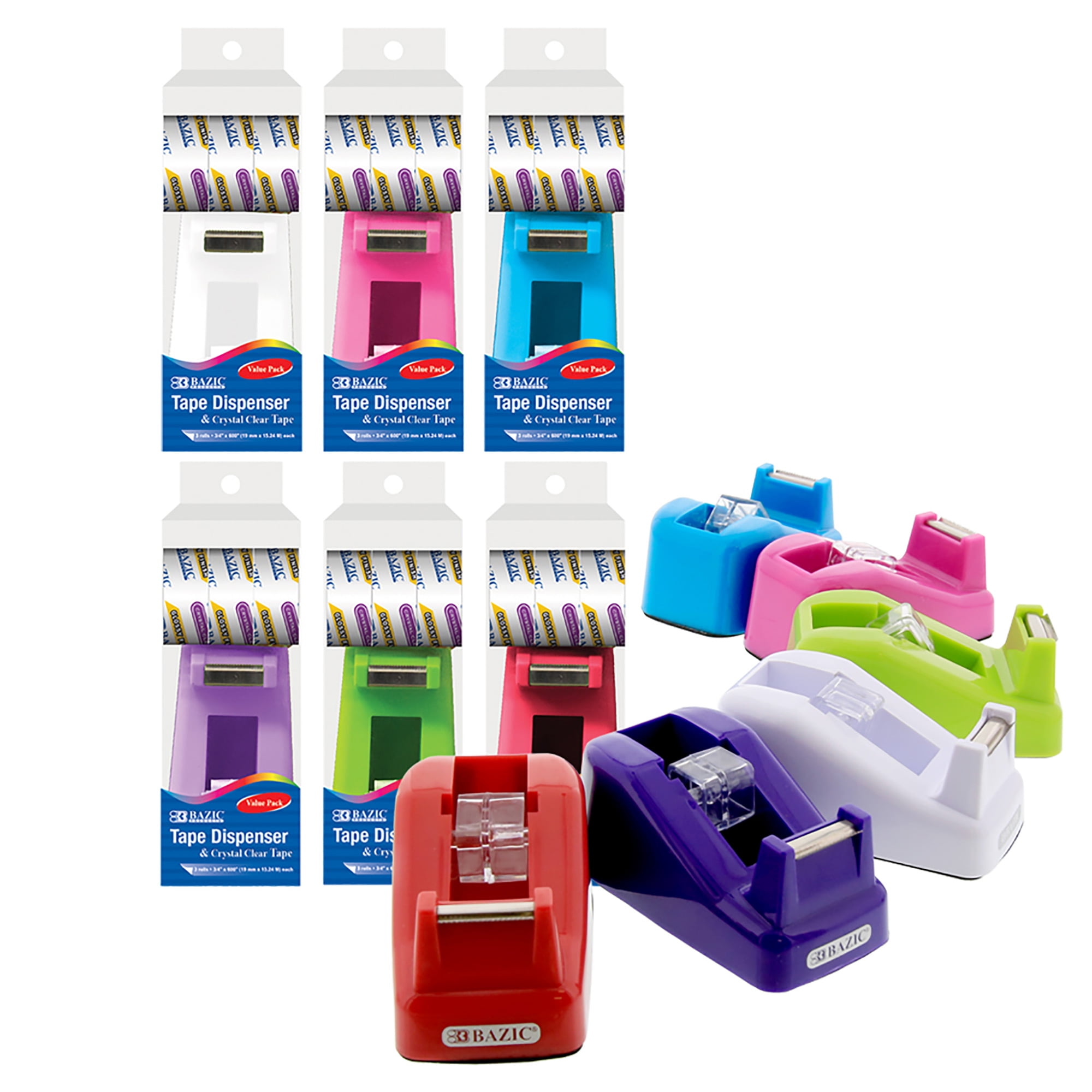 BAZIC Mini Desktop Tape Dispenser w/ Tape Refill 3/4" x 600", 1" Core