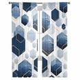 thumbnail image 2 of Sheer Curtains 63 Inches Long, Gold White Geometric Hexagon Modern Light Filtering Window Curtains for Living Room, Navy Blue Marble Rod Pocket Voile Sheer Curtain Drapes, 52"W x 63"L, 2 Panels, 2 of 9