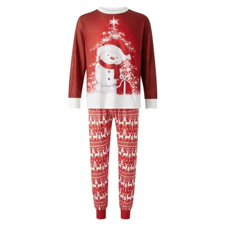 

Gureui Matching Christmas Nightwear Family Parent-Child Pajamas Set Long Sleeve Cute Snowman Patterns Crew Tops/Romper/Puppy Outfits + Long Deer Pantults/Kids/Baby/Puppy Christmas Home wear