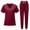 01-Wine, variant on Scrub Sets for Woman Solid V-Neck Short Sleeve Tops Long Pants Nurse Work Uniform with Pockets Purple XXL