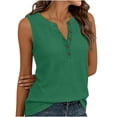 thumbnail image 3 of GUACER Waffle Knit Henley Tank Top for Women Sleeveless Button-Front Casual Tee Breathable Summer Camisole, 3 of 6