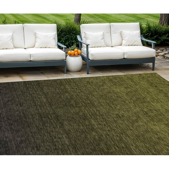HomeRoots 588964 9 x 12 ft. Abstract Washable Indoor & Outdoor Rectangle Area Rug, Olive Green & Charcoal