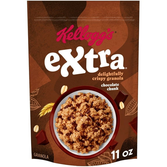 Kellogg's Extra Granola, Whole Grain, On-the-Go Snacks, Chocolate Chunk, 11oz Bag (1 Bag)