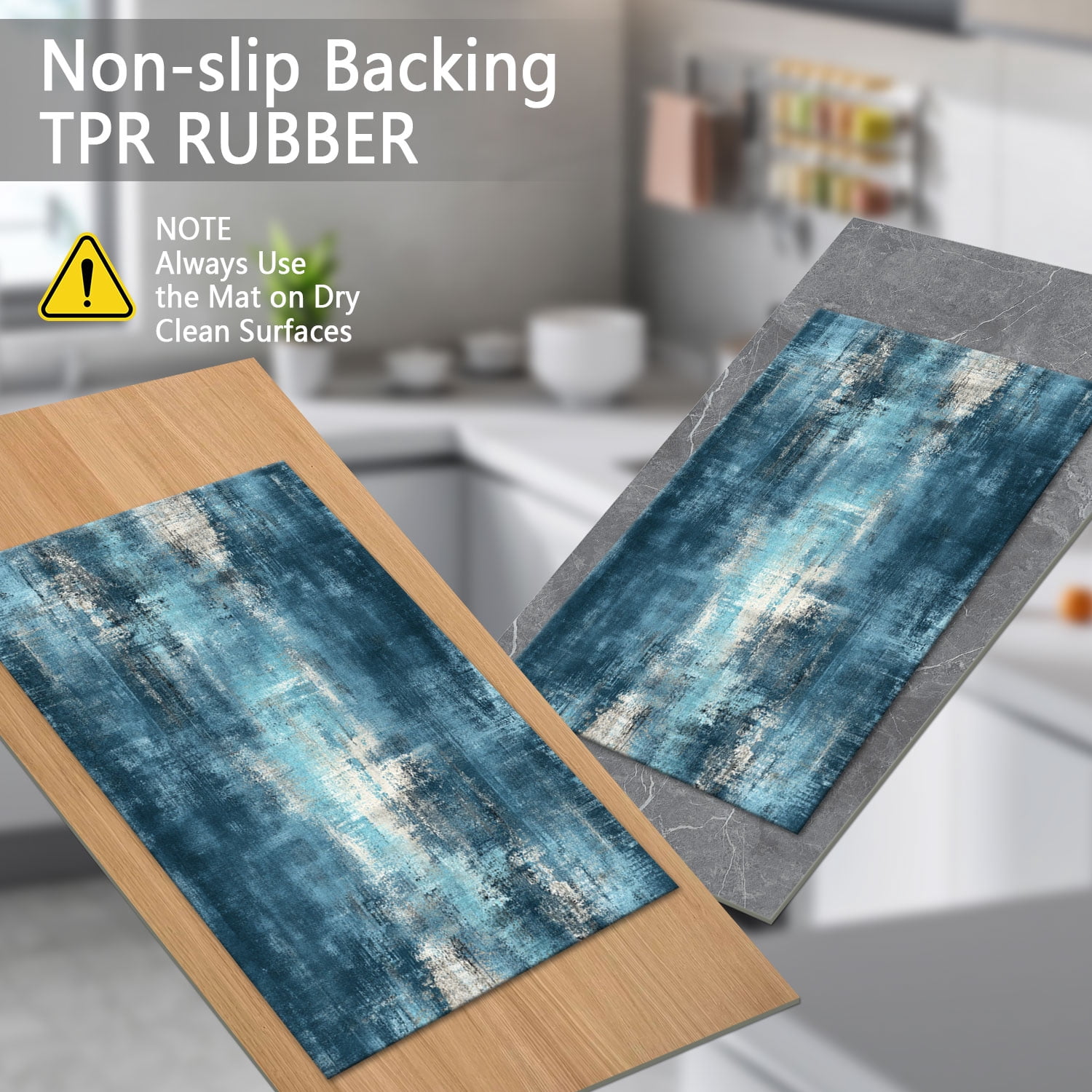 3-Piece Farmhouse Kitchen Rug Set, Washable Anti Slip Striped Floor Mats in 3 Sizes, Stain Resistant Decor Rugs for Kitchen Hallway Bathroom Home Christmas Decor