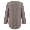 thumbnail image 3 of CHOK Blouses et Chemises pour Femmes à Fermeture Éclair Manches Longues Unies Col en V Tunique Décontractée Ourlet Incurvé T-shirts chandail-Overs Blouses pour Dames pour l'Automne, 3 of 6