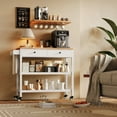 thumbnail image 4 of Kitchen Island Cart on Wheels with 2 Open Tiers Storage Shelves, White, 4 of 9